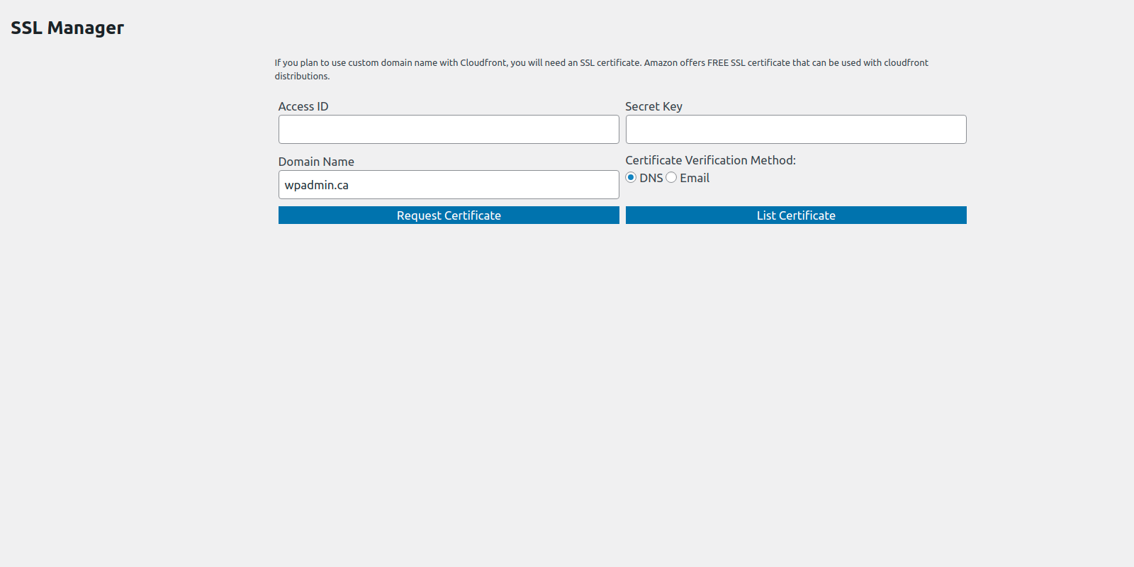 AWS SSL Certificate Manager